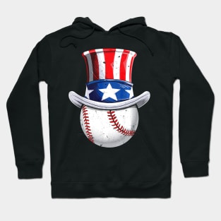 Baseball Uncle Sam 4th of July Boys American Flag Hoodie